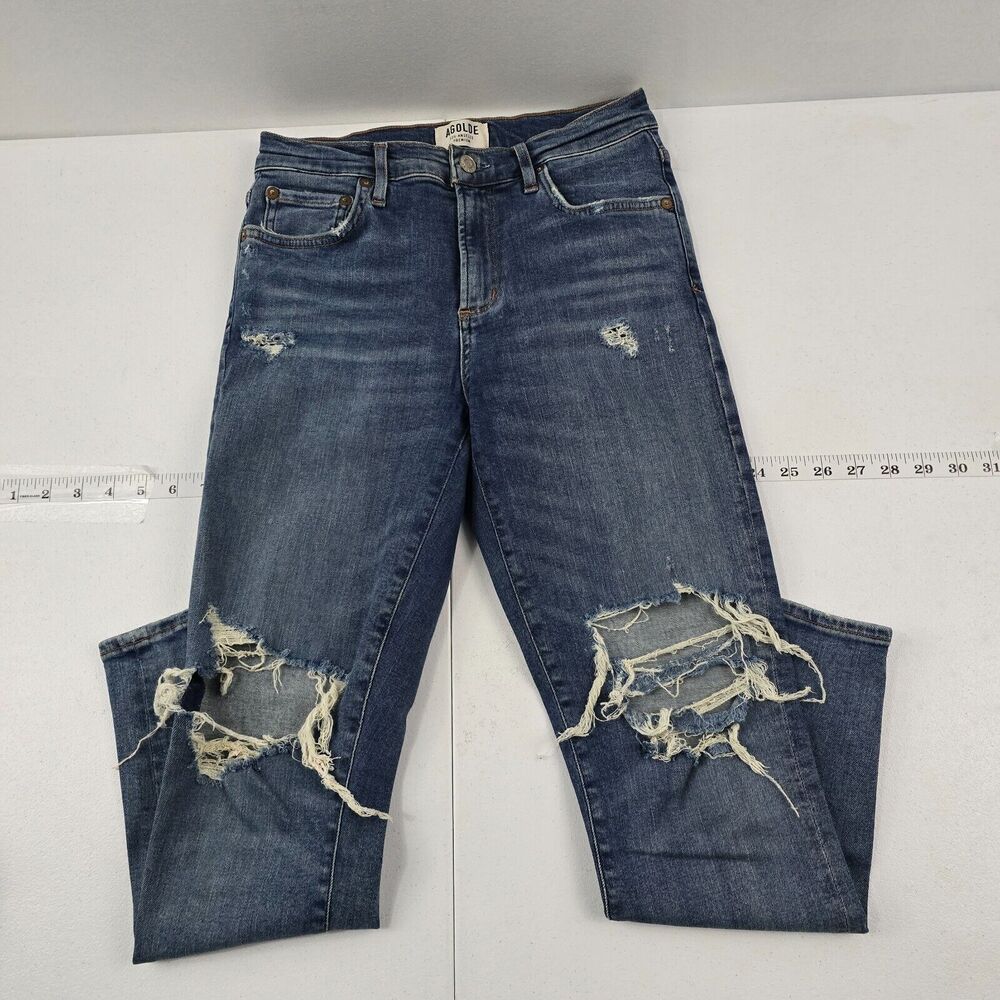 Agolde Los Angeles Premium High Rise Skinny Jeans A018 E-843‎ Blue Denim Size 28